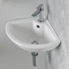 Rohový dřez z bílé keramiky s moderním a elegantním designem - Silica Viadurini