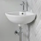 Rohový dřez z bílé keramiky s moderním a elegantním designem - Silica Viadurini