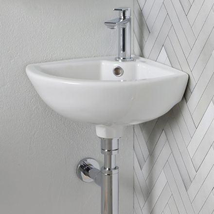 Rohový dřez z bílé keramiky s moderním a elegantním designem - Silica Viadurini