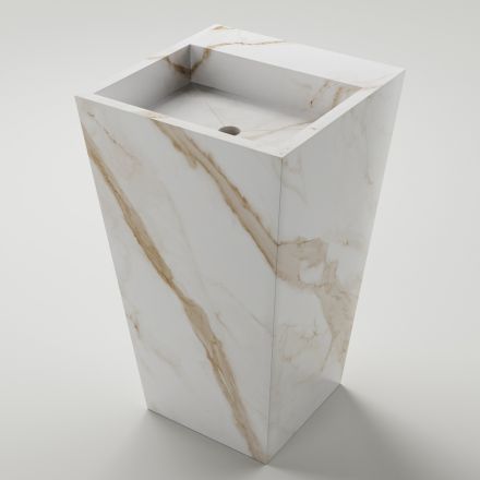 Sloupové koupelnové umyvadlo z porcelánové kameniny Made in Italy - Baia Viadurini