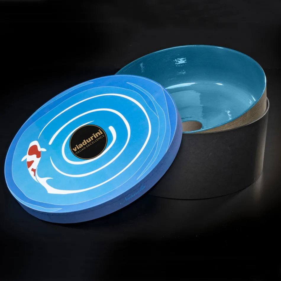 Modré koupelnové umyvadlo vyrobené ze žáruvzdorné hlíny - Tatiana Viadurini