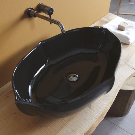 Lesklé keramické umyvadlo do koupelny vyrobené v Itálii - Oscar Viadurini