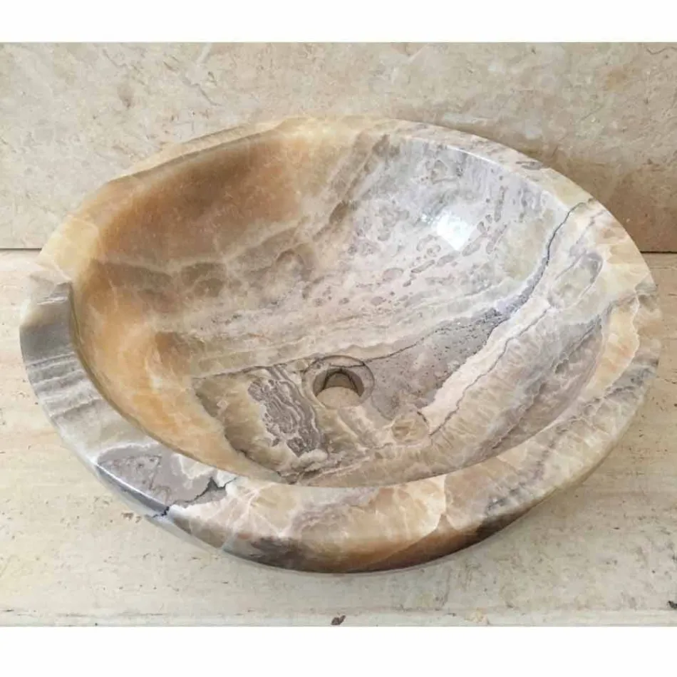 Umývadlo v přírodním onyxovém kameni Ana, ručně vyrobené Viadurini
