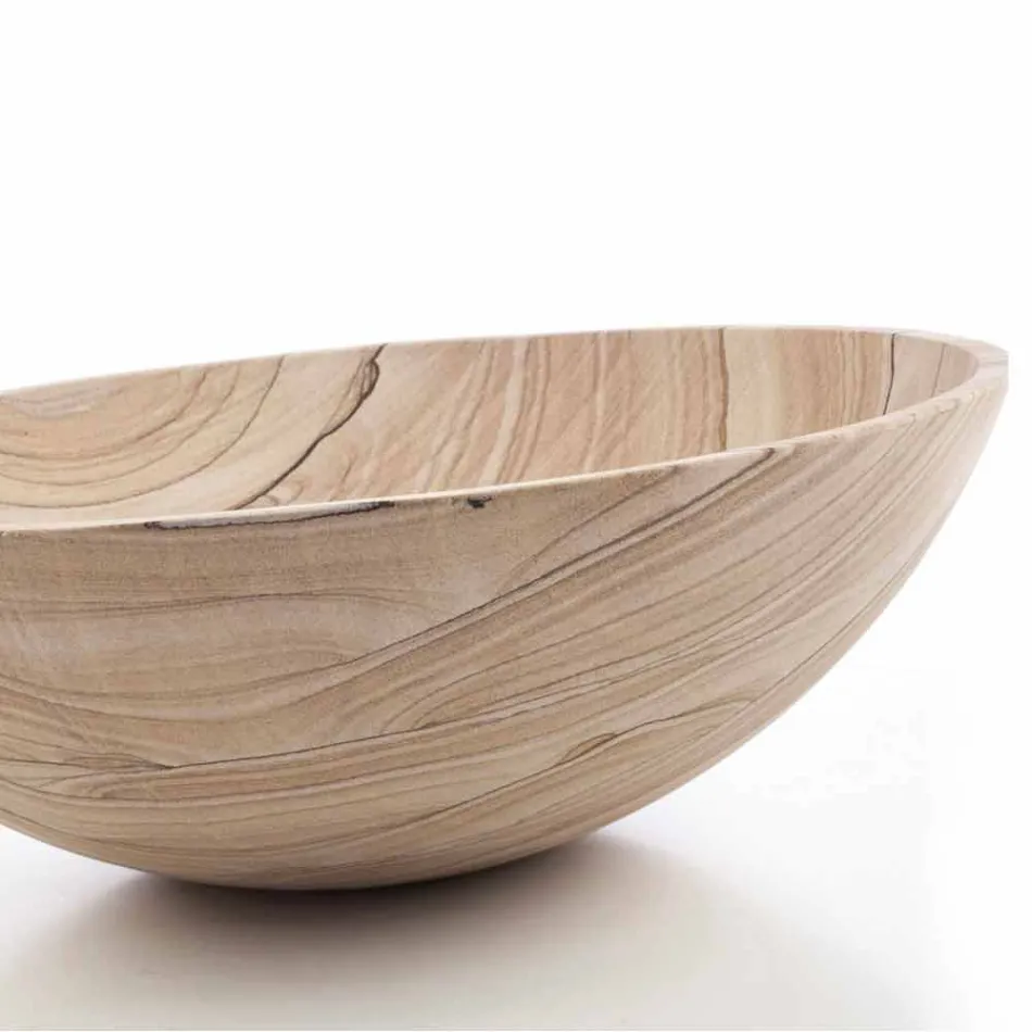 Umyvadlo na desku do koupelny v pískovém kulatém tvaru - Cerasolo Viadurini