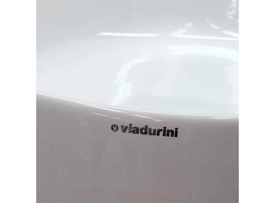 Oválné umyvadlové koupelnové umyvadlo v barevné keramice vyrobené v Itálii - řetízek Viadurini