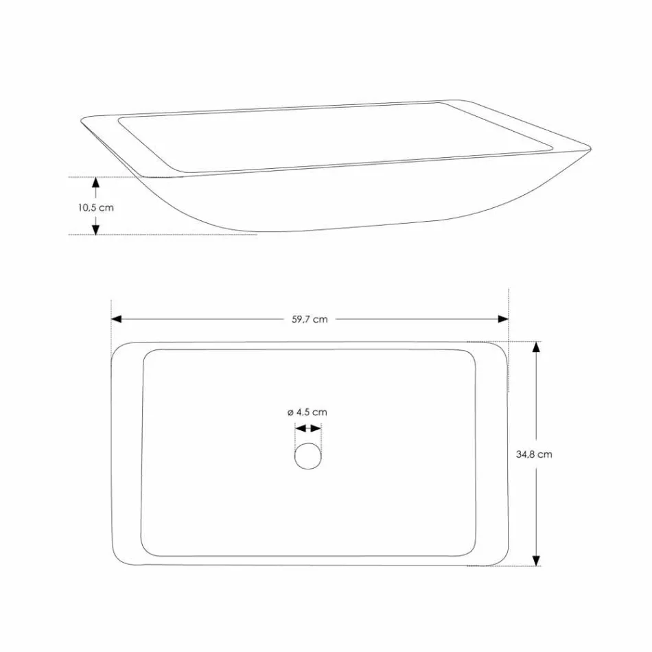 Obdélníkové umyvadlo na desku v bílém pevném povrchu - Albertina Viadurini