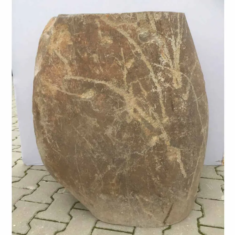 Návrh koupelny umyvadlo v přírodním kameně Moře, unikátní kus Viadurini