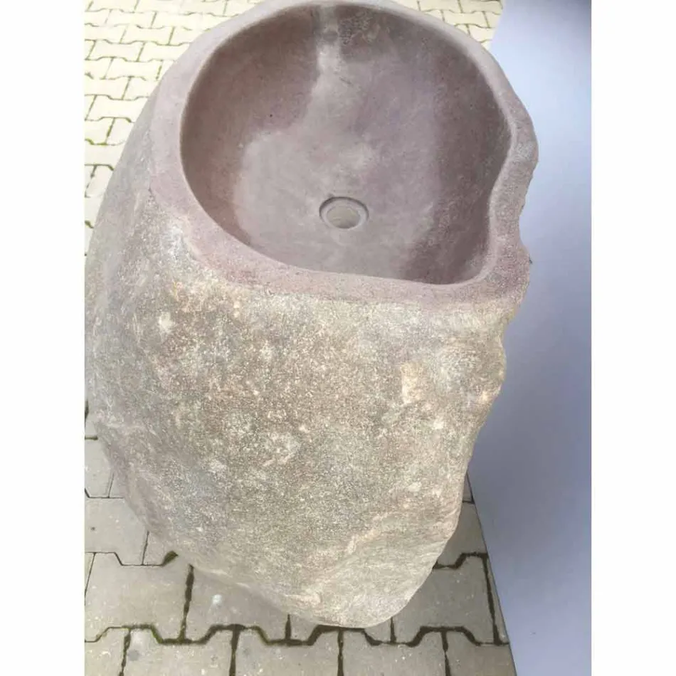 Návrh koupelny umyvadlo v přírodním kameně Moře, unikátní kus Viadurini