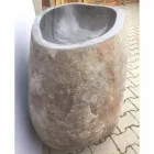 Návrh koupelny umyvadlo v přírodním kameně Moře, unikátní kus Viadurini