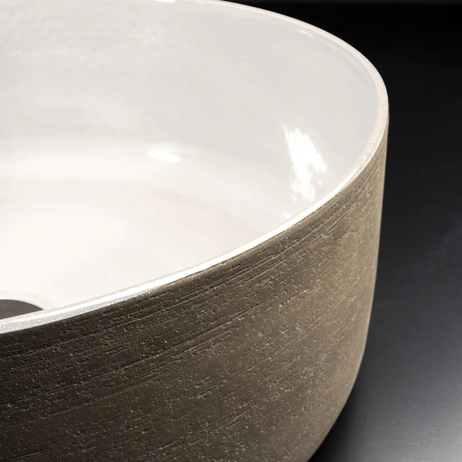 Bílé designové koupelnové umyvadlo ze žáruvzdorné hlíny Made in Italy - Tatiana Viadurini