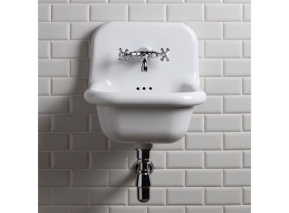 Volně stojící koupelnové umyvadlo v bílé a barevné keramice 42 cm - Meridiano Viadurini