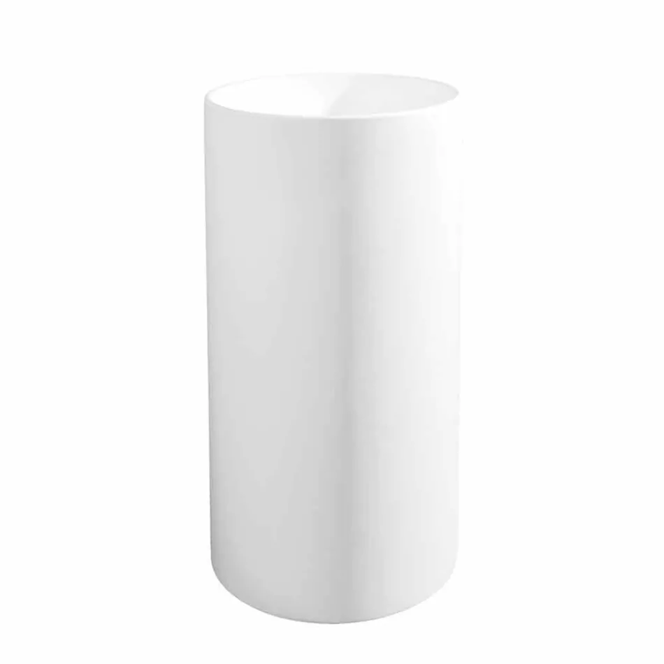 Volně stojící koupelnové umyvadlo v bílé pryskyřici s válcovým tvarem - libertinové Viadurini