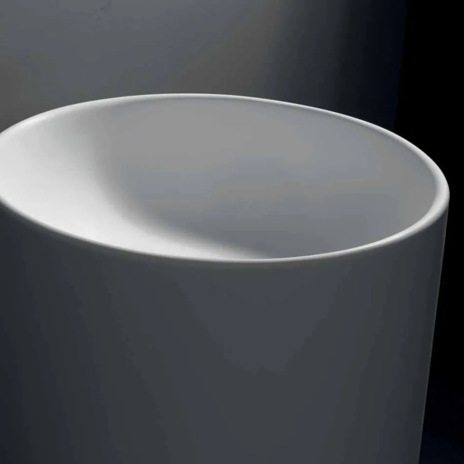 Volně stojící koupelnové umyvadlo v bílé pryskyřici s válcovým tvarem - libertinové Viadurini