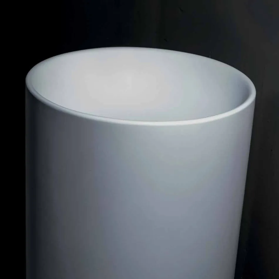 Volně stojící koupelnové umyvadlo v bílé pryskyřici s válcovým tvarem - libertinové Viadurini