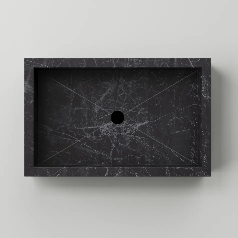 Koupelnové umyvadlo s mramorovým efektem Porcelánová kamenina Made in Italy - Ludmilla Viadurini