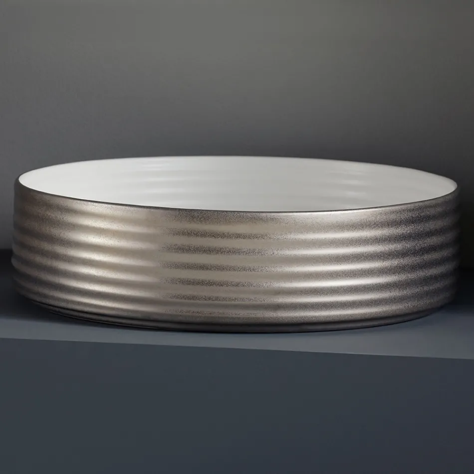 Koupelnové umyvadlo z ručně soustružené porcelánové kameniny Made in Italy - Šipky Viadurini