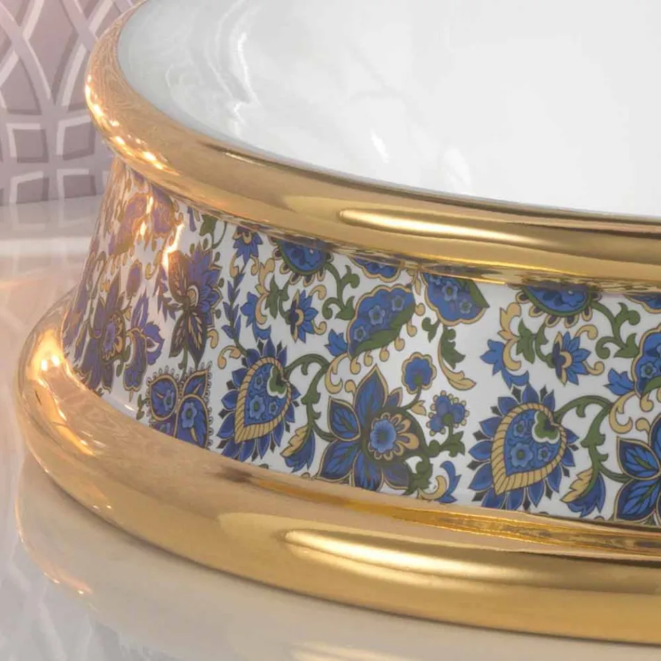 Semi-zapuštěné umyvadlo v ohniště a zlatě vyrobené v Itálii, Manilo Viadurini