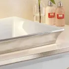 Semi-zapuštěné koupelnové umyvadlo v požární hlíně a platiny vyrobené v Itálii, Guido Viadurini