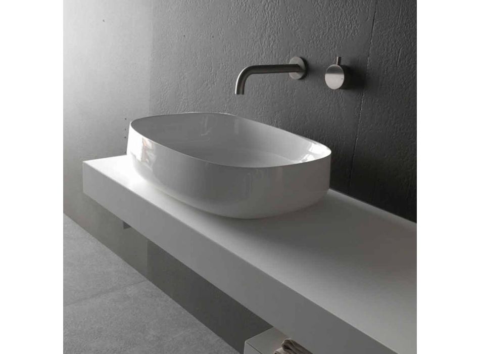 Bílé keramické umyvadlo na desku v moderním designu vyrobené v Itálii - Tune2 Viadurini