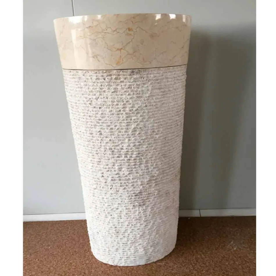 Siro bílé umyvadlo z přírodního kamene, unikátní kus Viadurini