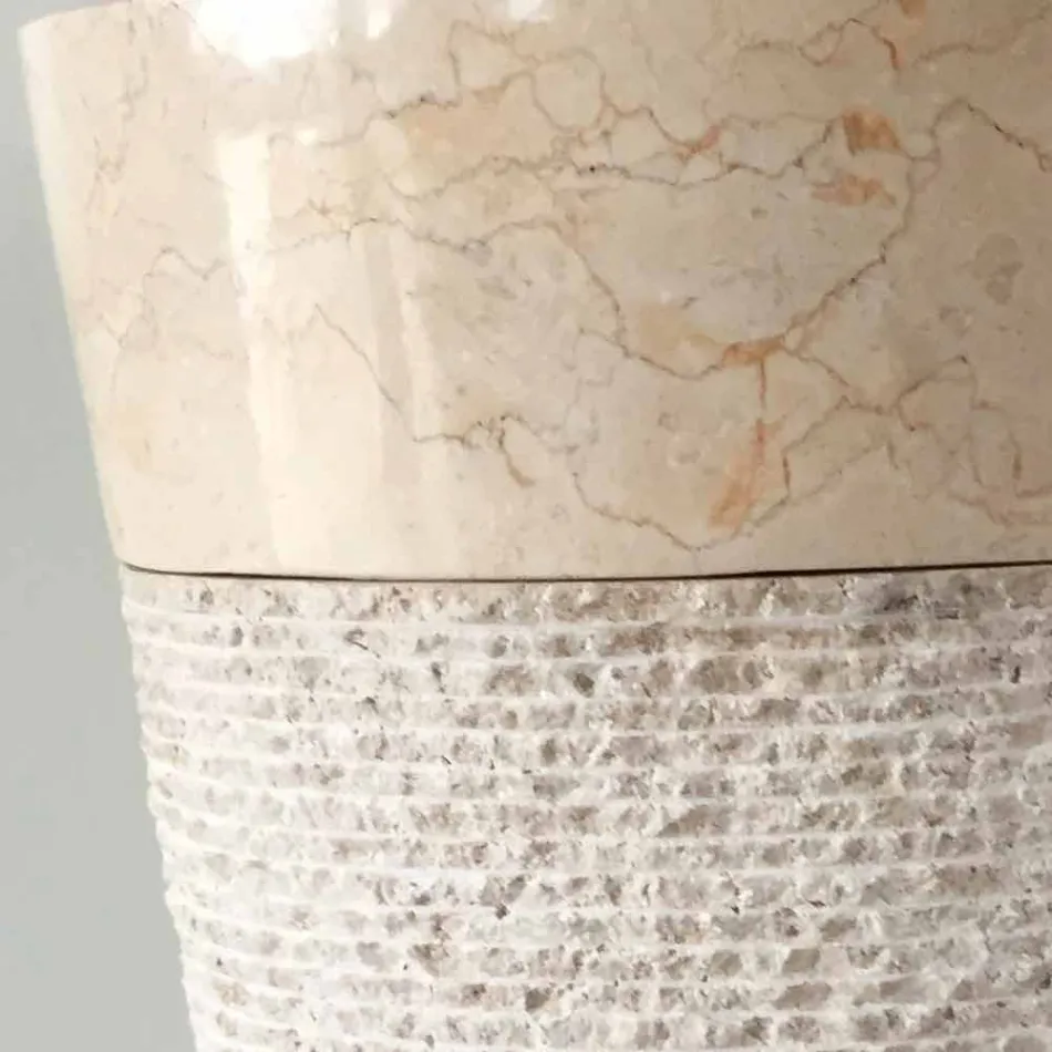 Siro bílé umyvadlo z přírodního kamene, unikátní kus Viadurini