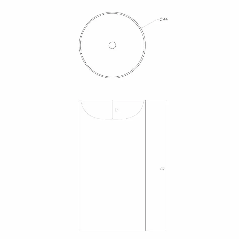 Pozemní volně stojící válcové umyvadlo vyrobené v Itálii, Rumo Viadurini