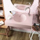 Růžové kulaté závěsné umyvadlo Luxolid vyrobené v Itálii, Ruffano Viadurini