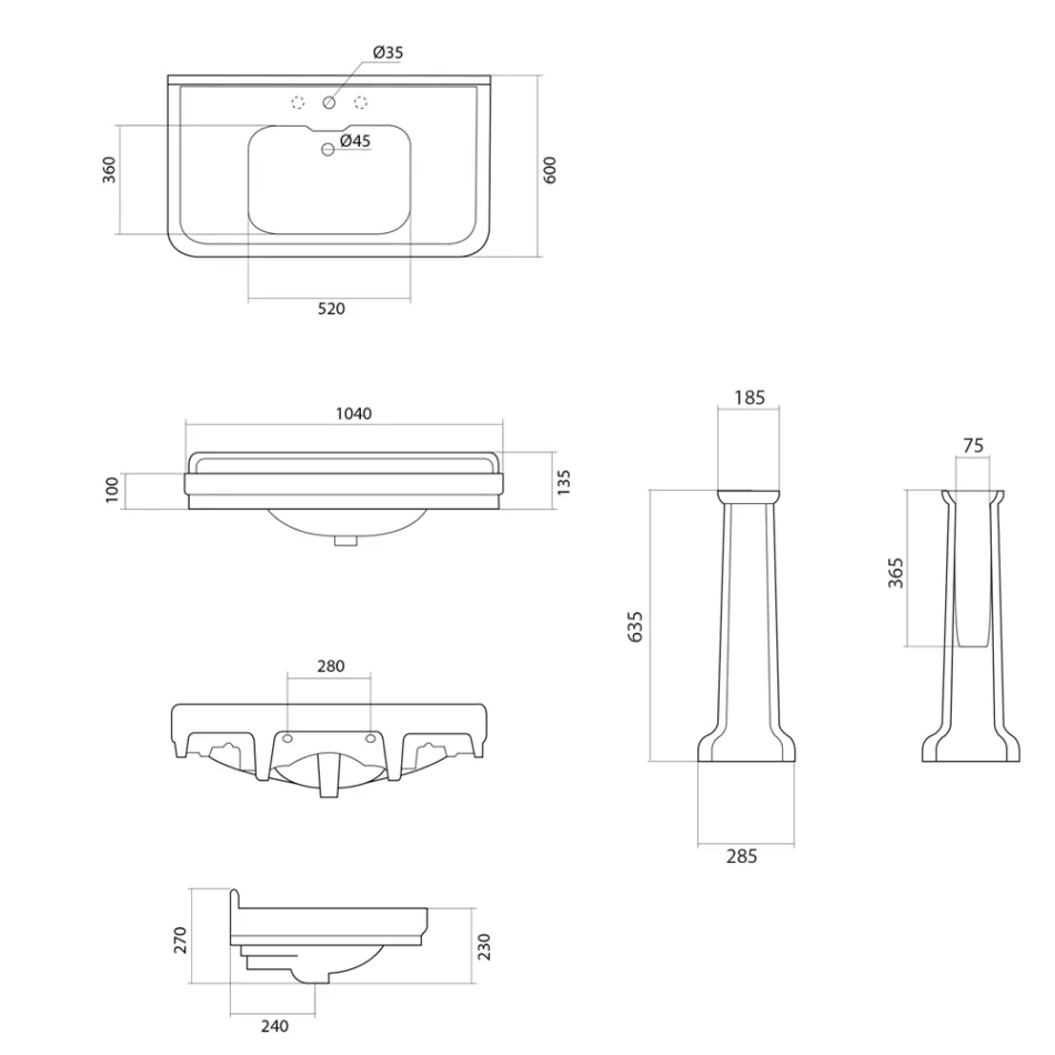 Sloupové umyvadlo v bílé keramice vyrobené v Itálii - Wollie Viadurini
