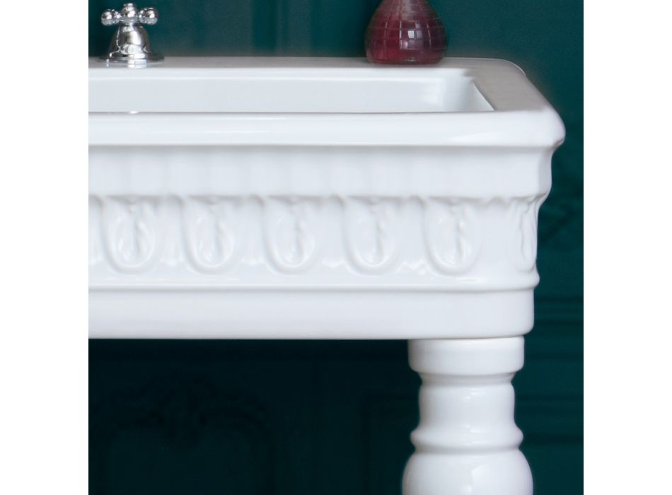 Konzolové umyvadlo v bílé keramice Made in Italy Klasický design - Areta Viadurini