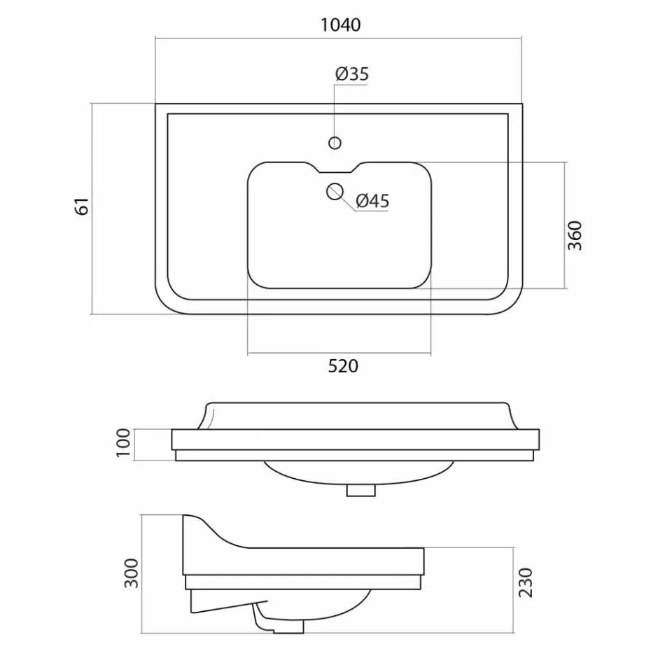 Umyvadlo konzole v bílé keramice klasického italského designu, Swami Viadurini