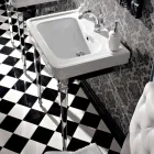 Umyvadlová konzole 65 cm v keramice s kovovými nohami, vintage styl - Marwa Viadurini