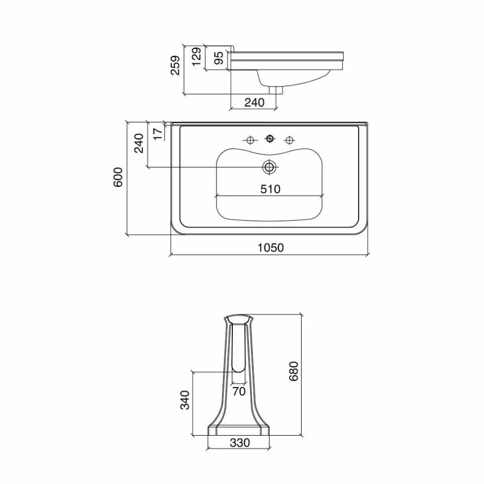 Konzolové umyvadlo na vinobraní sloupci v keramice vyrobené v Itálii - Marwa Viadurini