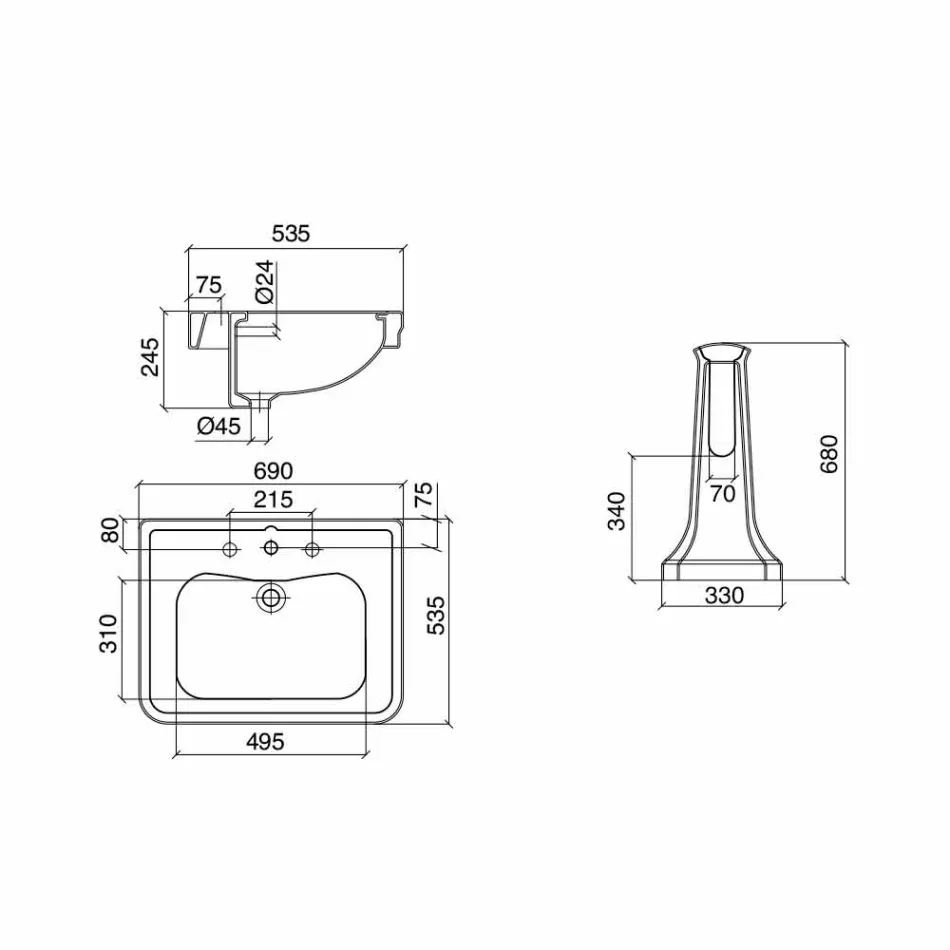 Konzolové umyvadlo na vinobraní sloupci v keramice vyrobené v Itálii - Marwa Viadurini