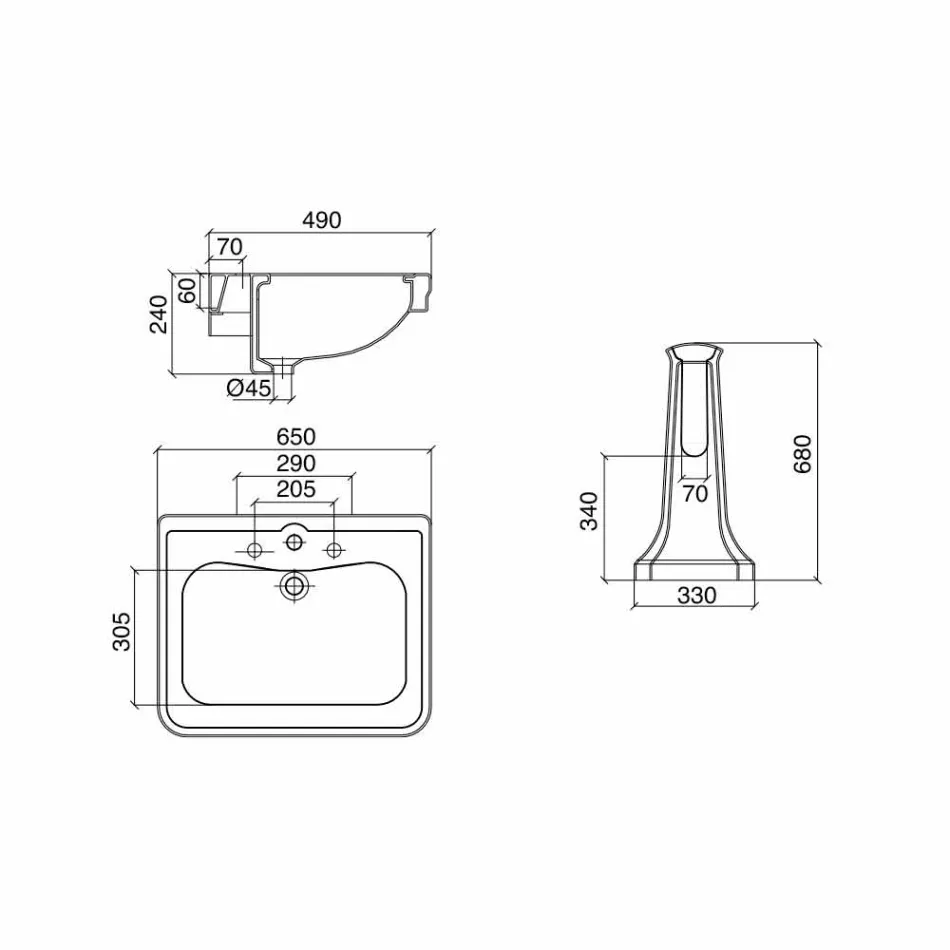 Konzolové umyvadlo na vinobraní sloupci v keramice vyrobené v Itálii - Marwa Viadurini