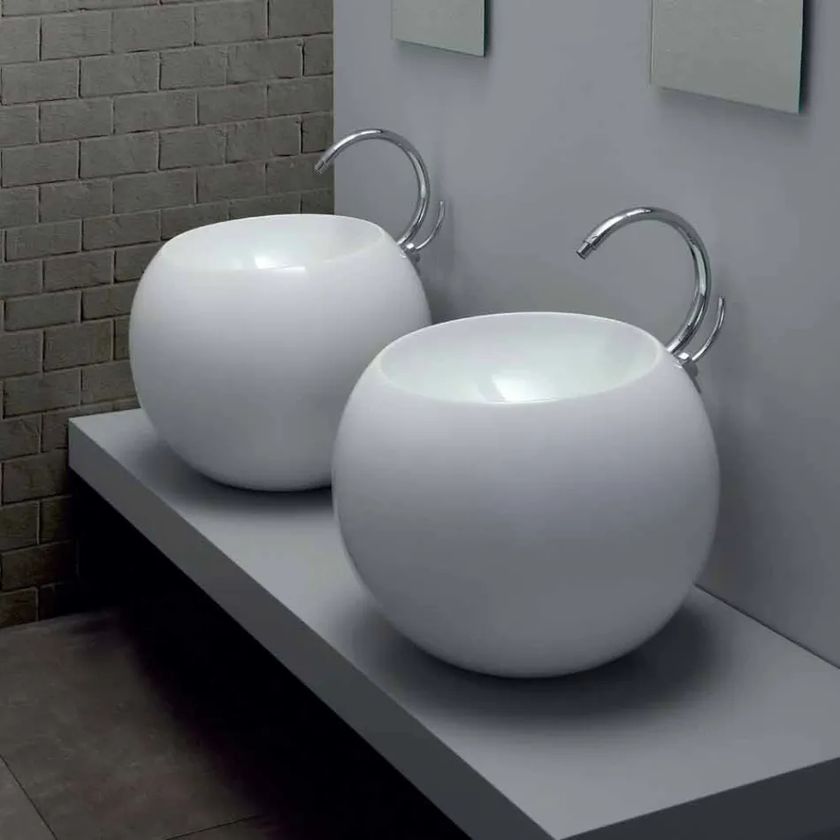 Kulové umyvadlo na desku v barevné keramické dlaždici Viadurini