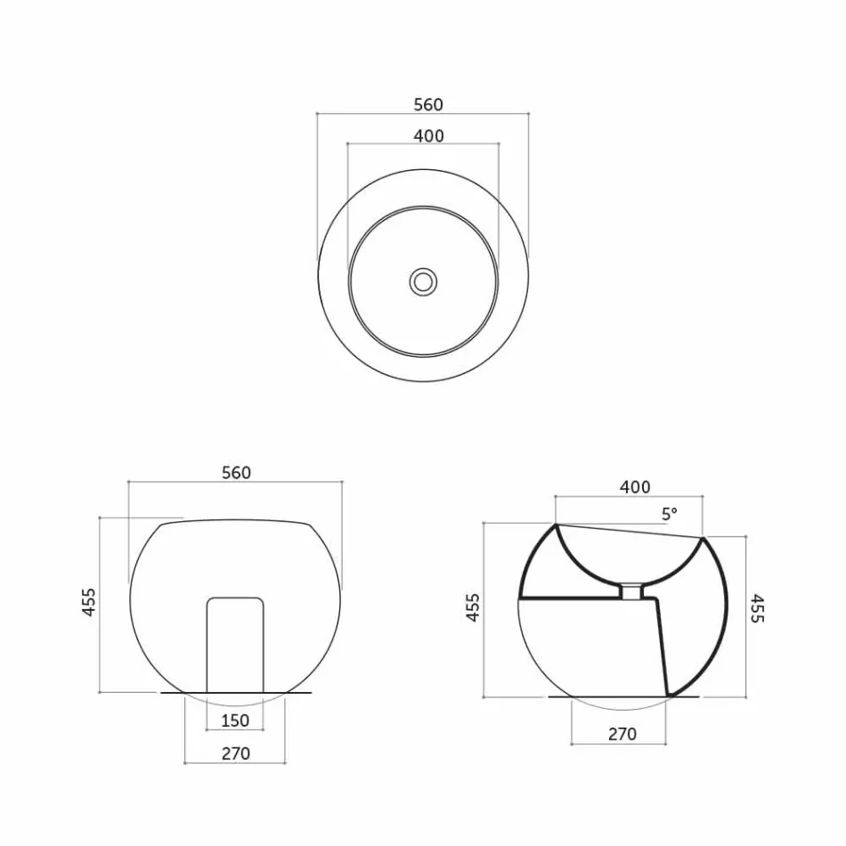 Kulové umyvadlo na desku v barevné keramické dlaždici Viadurini