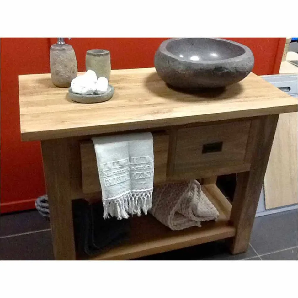 Umyvadlo na desku Artisan v přírodním kameni Modern River - Aurea Viadurini