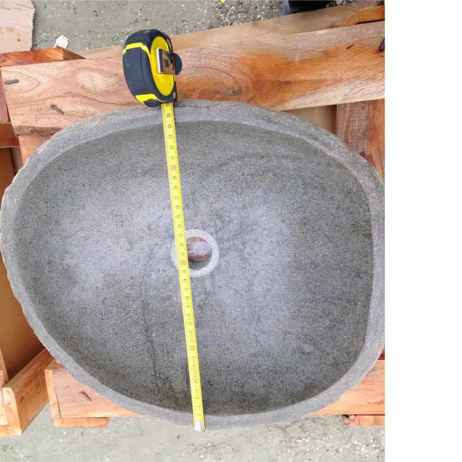 Umyvadlo na desku Artisan v přírodním kameni Modern River - Aurea Viadurini