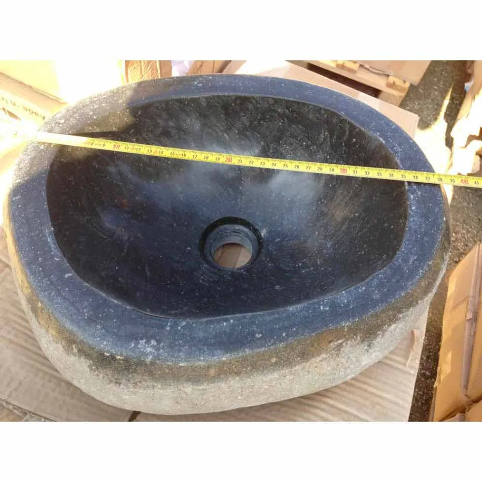 Umyvadlo na desku Artisan v přírodním kameni Modern River - Aurea Viadurini