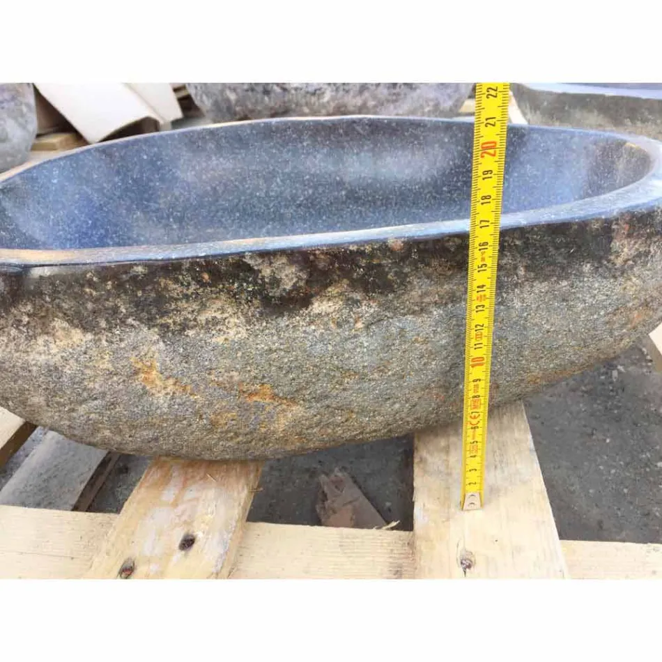 Umyvadlo na desku Artisan v přírodním kameni Modern River - Aurea Viadurini