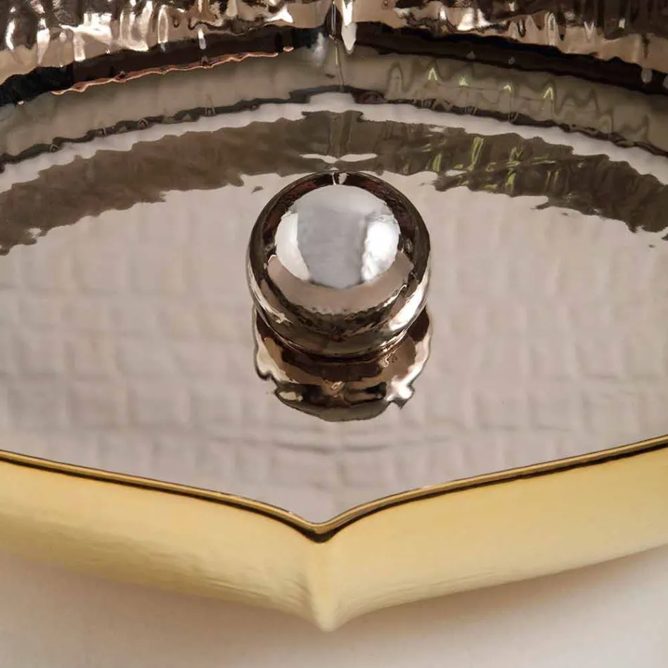 Pultová keramická a zlatá deska umyvadla vyrobená v Itálii Oscar design Viadurini