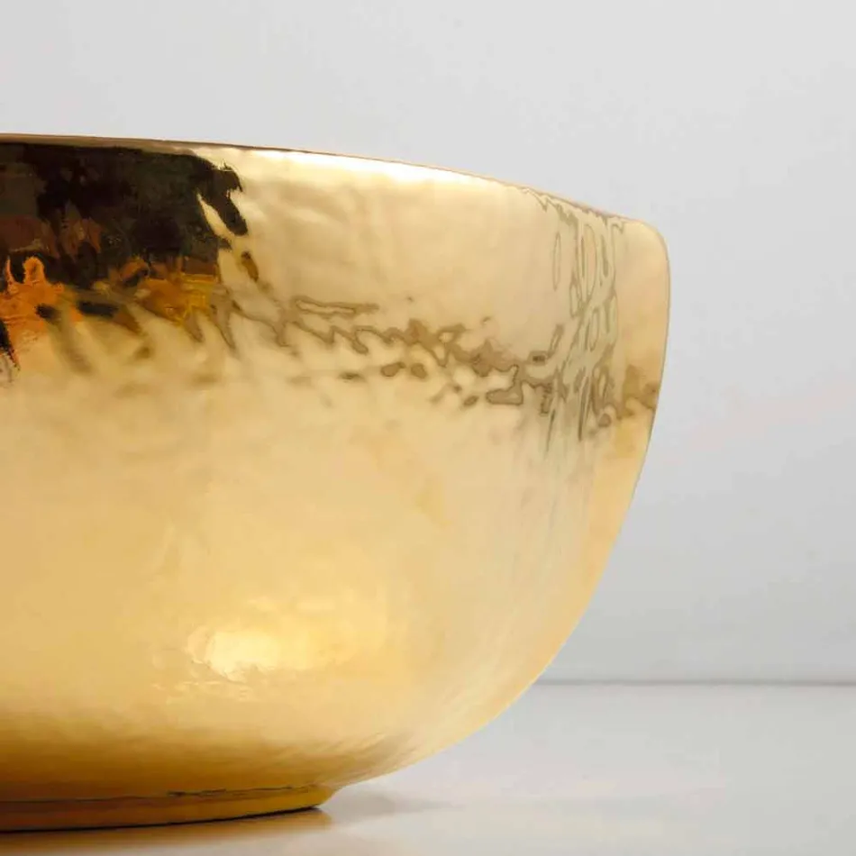 Pultová keramická a zlatá deska umyvadla vyrobená v Itálii Oscar design Viadurini