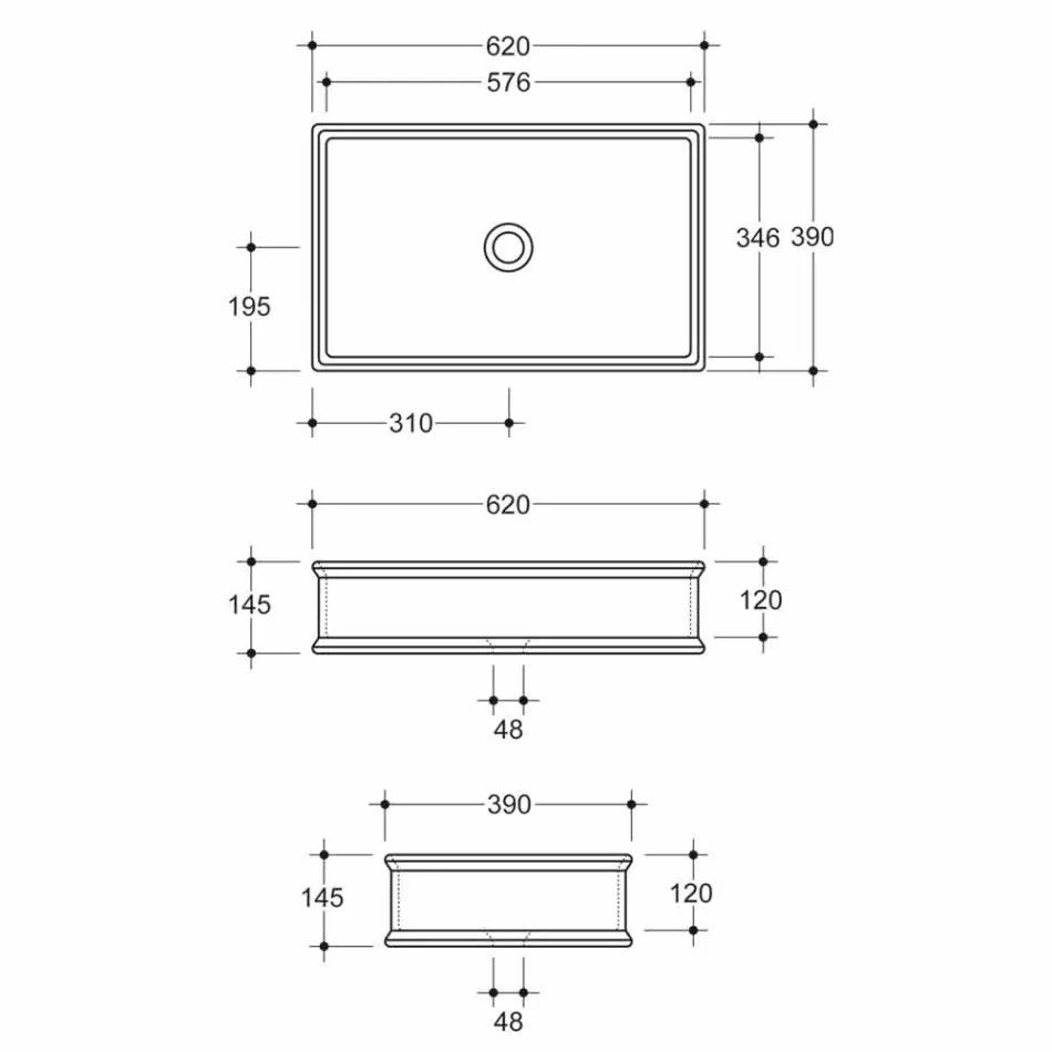 Umývadlo na desku s neoklasickým keramickým designem vyrobené v Itálii Debora Viadurini