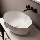 Deska designu keramické bílé zlaté umyvadlo vyrobené v Itálii Oscar Viadurini