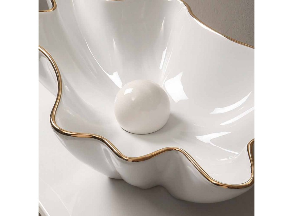 Deska designu keramické bílé zlaté umyvadlo vyrobené v Itálii Rayan Viadurini