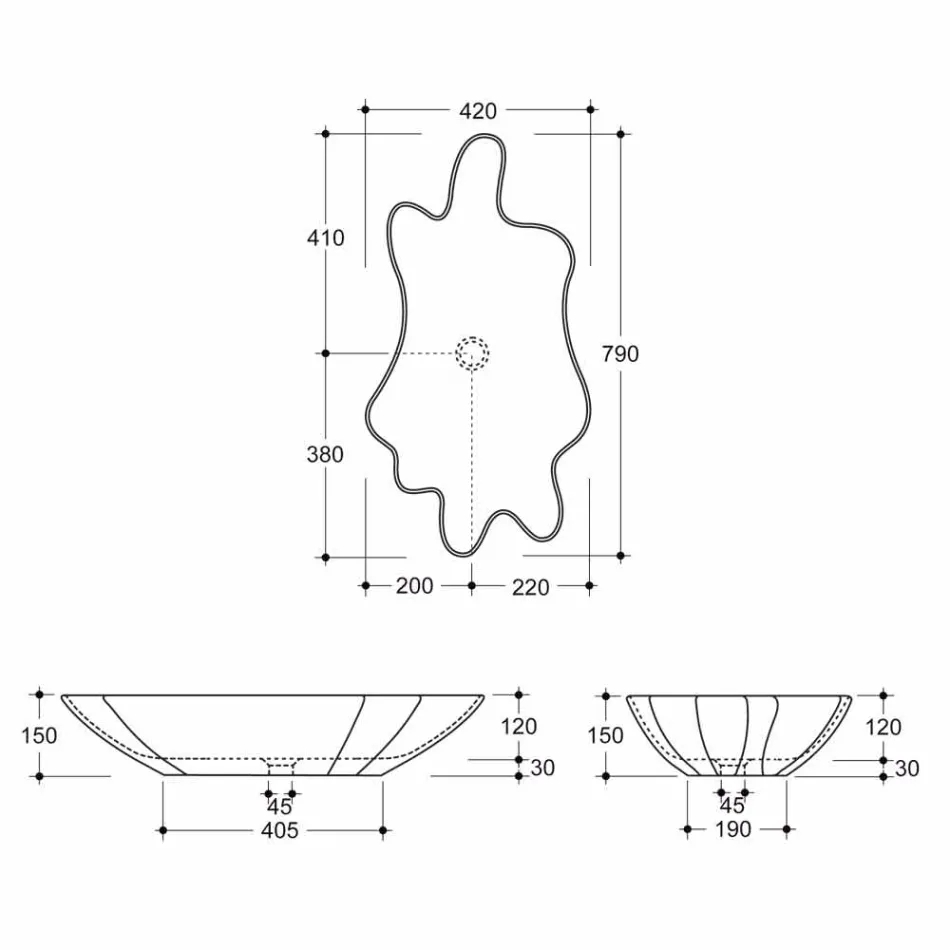 Deska designu keramické bílé zlaté umyvadlo vyrobené v Itálii Rayan Viadurini