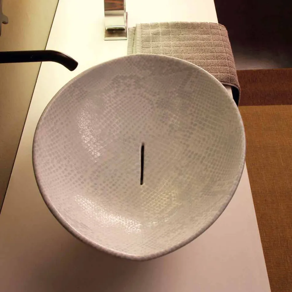 Bílé keramické hadříkové desky s umyvadlem z Itálie Viadurini