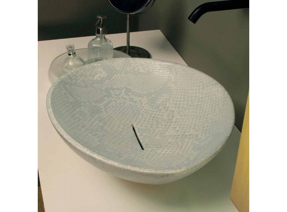 Bílé keramické hadříkové desky s umyvadlem z Itálie Viadurini