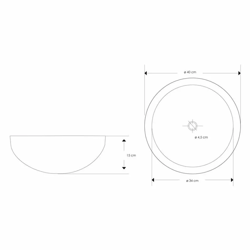 Umyvadlo na desku s kulatým designem v ručně opracovaném černém mramoru - prádlo Viadurini