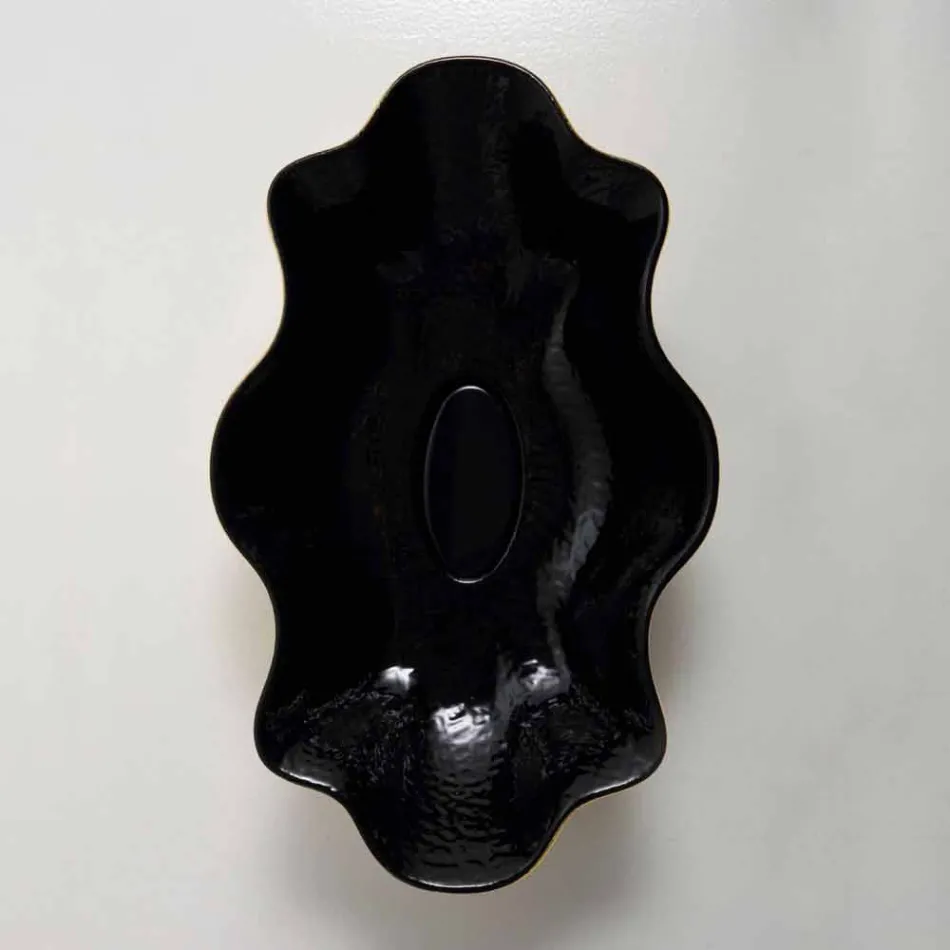 Umývadlo s čalouněním v černém a zlatém keramickém provedení vyrobené v Itálii Cubo Viadurini